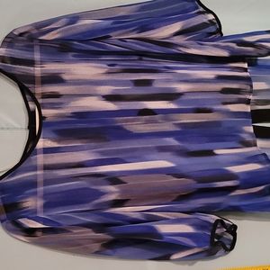 IZ Byer Womens XL Blue&Black Striped Blouse
